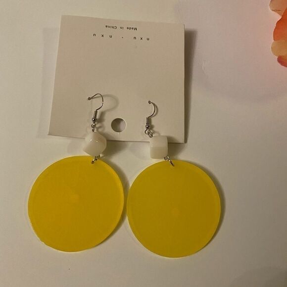 Thank you lemon studs white dangle plugs earrings - Picture 3 of 3